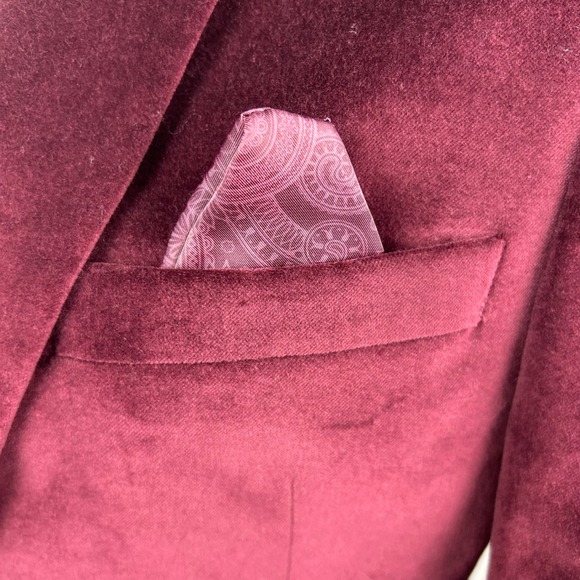 Alfani Red Wine Velvet Slim Fit 2-Button Blazer, Mens 38S - Picture 11 of 15